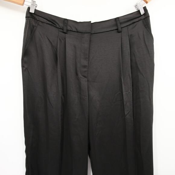 Vince Camuto Dress Pants Black Wide Leg Front Pleat Satin Trouser Pant Size 14W - Picture 3 of 16